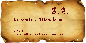 Balkovics Nikodém névjegykártya